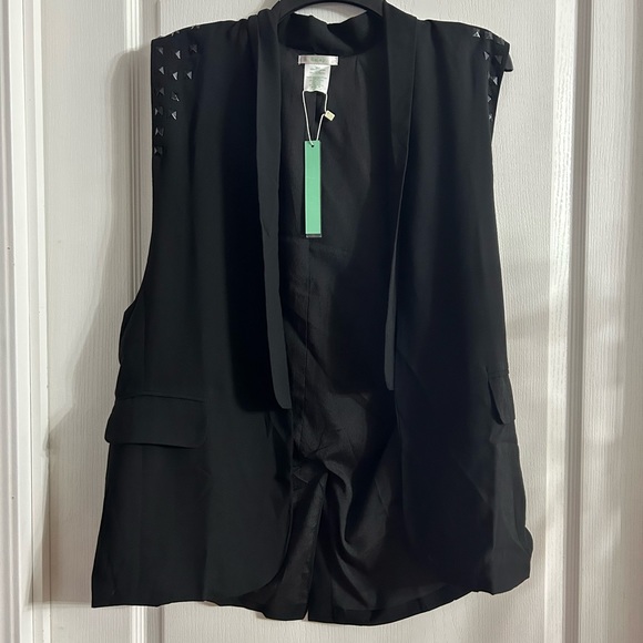 Esley Studded Black Vest Jacket Open Front NWT Size M.  1796 - Picture 1 of 6